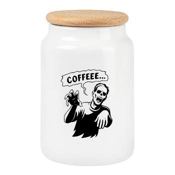 Kaffeezombie Coffee Zombie Kaffee Barista Humor - Cookie Jar with Wooden Lid - white - Front