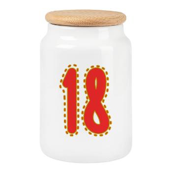ANNIVERSARY. HAPPY BIRTHDAY. HAPPY BIRTHDAY. - Cookie Jar with Wooden Lid - white - Front