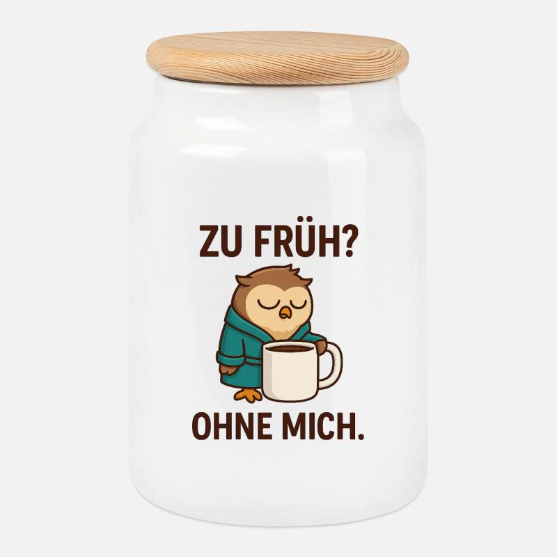 Müder Eulenkaffee Morgenmotivation - Keksdose mit Holzdeckel - Weiß