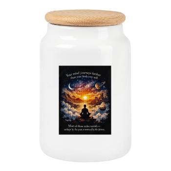 Voyage de méditation cosmique - Boîte à biscuits avec couvercle en bois - blanc - Devant