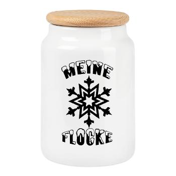 Meine Flocke Schnee Winter Liebe Geschenk - Keksdose mit Holzdeckel - Weiß - Vorne