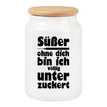 Süßer, Liebe, Paar, verliebt, lustig, Geschenk - Keksdose mit Holzdeckel - Weiß - Vorne