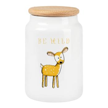 Be Wild Fawn - cerf - cerf - cerf - roebuck - Boîte à biscuits avec couvercle en bois - blanc - Devant