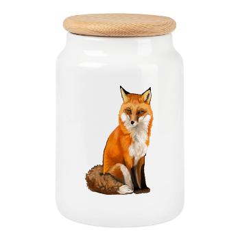 renard - Boîte à biscuits avec couvercle en bois - blanc - Devant
