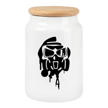 graffiti - Cookie Jar with Wooden Lid - white - Front