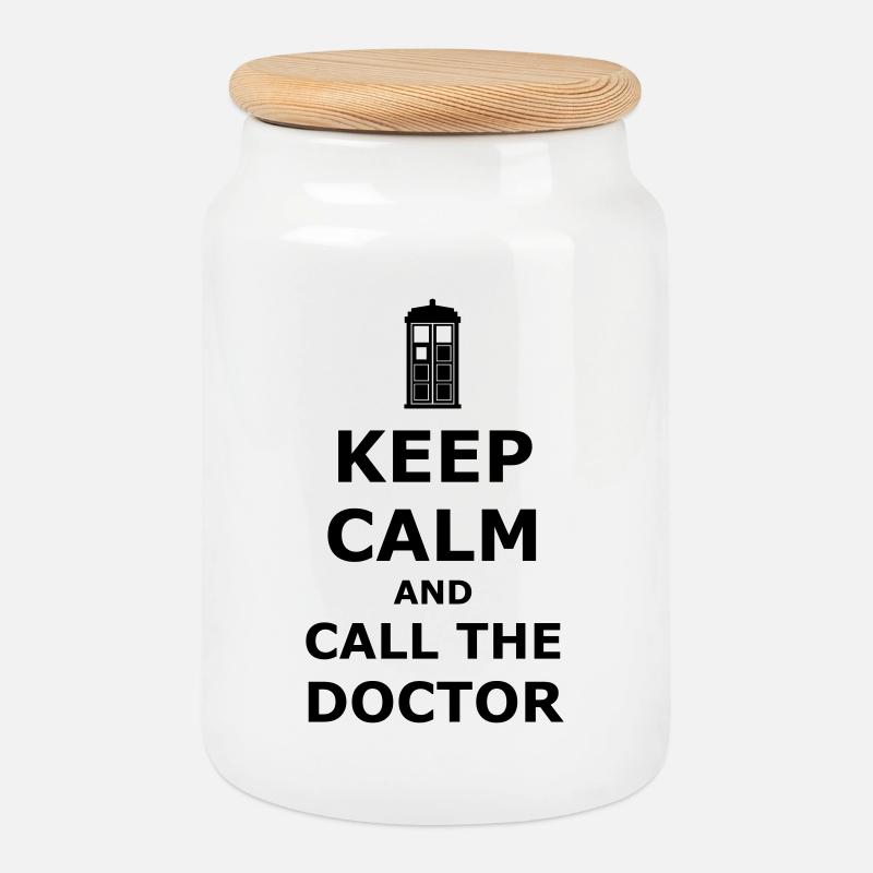 Keep calm and call the doctor - Keksdose mit Holzdeckel - Weiß