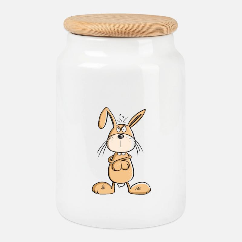 NÖ Hase Comic Ostern Geschenk - Keksdose mit Holzdeckel - Weiß