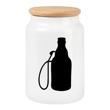 Biertankstelle - Keksdose mit Holzdeckel - Weiß - Vorne