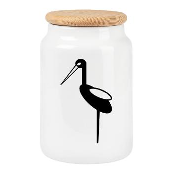Storch, Hebamme, Hebammenmotiv - Keksdose mit Holzdeckel - Weiß - Vorne