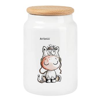 Knuffiges Hottehüüü Pferdchen - Pferd - Comic - Keksdose mit Holzdeckel - Weiß - Vorne