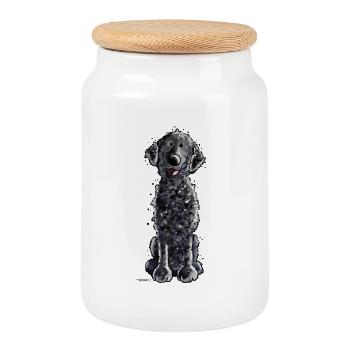 Retriever à poil bouclé - Chien - Chiens - Cadeau - Boîte à biscuits avec couvercle en bois - blanc - Devant