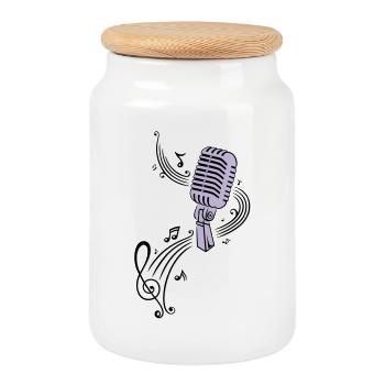 Mikrofon Musik Retro Mic - Keksdose mit Holzdeckel - Weiß - Vorne