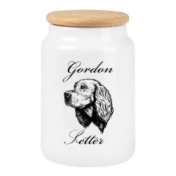 Gordon Setter Portrait - Cookie Jar with Wooden Lid - white - Front