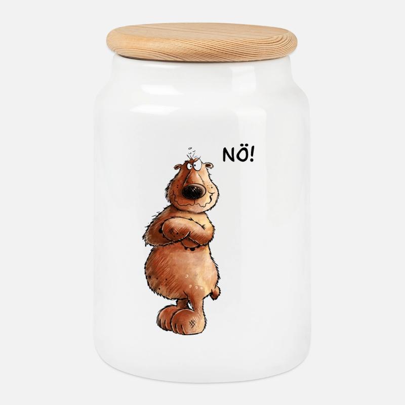 Nö Bär I Nein I Wildtier I Statement - Keksdose mit Holzdeckel - Weiß