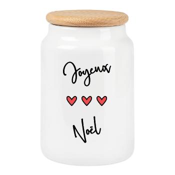 JOYEUX NOËL. NOËL. JOYEUX NOËL. MERRY CHRISTMAS - Boîte à biscuits avec couvercle en bois - blanc - Devant
