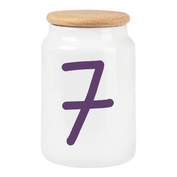 7 Number Seven Number Violet Birthday - Cookie Jar with Wooden Lid - white - Front