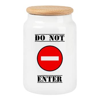 INTERDIT. DO NOT ENTER. PANNEAU. DANGER - Boîte à biscuits avec couvercle en bois - blanc - Devant