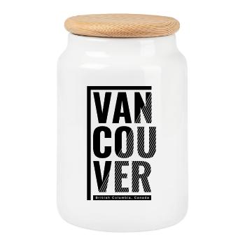 Graphique de Vancouver avec rayures et étiquette - Boîte à biscuits avec couvercle en bois - blanc - Devant