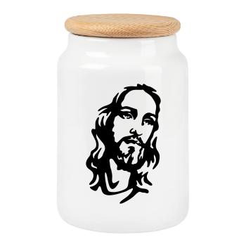 Christus - Keksdose mit Holzdeckel - Weiß - Vorne