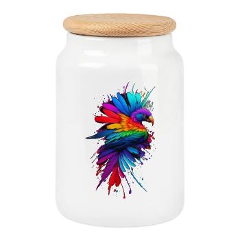 Oiseau de paradis - Boîte à biscuits avec couvercle en bois - blanc - Devant