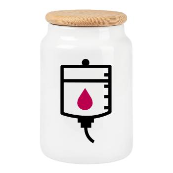 Traitement de thérapie du médecin goutte à goutte - Boîte à biscuits avec couvercle en bois - blanc - Devant