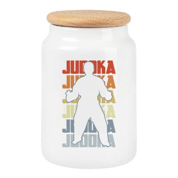 Vintage Judoka - Keksdose mit Holzdeckel - Weiß - Vorne