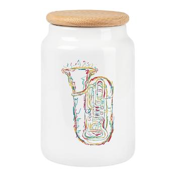 Croquis de tuba - Boîte à biscuits avec couvercle en bois - blanc - Devant