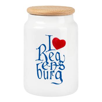 I love Regensburg ! - Cookie Jar with Wooden Lid - white - Front