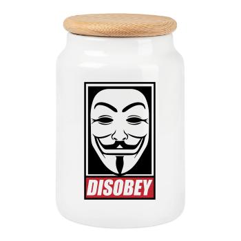 Disobey Colors changeable - Cookie Jar with Wooden Lid - white - Front