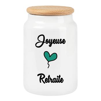 HAPPY RETIREMENT - Cookie Jar with Wooden Lid - white - Front