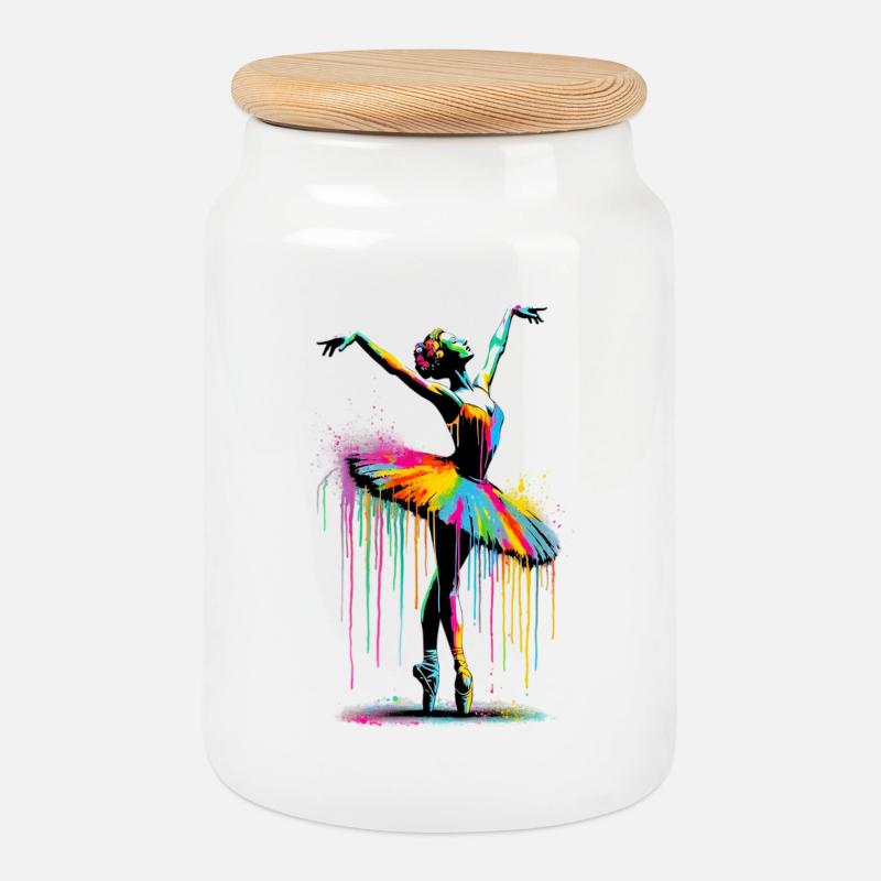 Balletttänzerin mit Tutu - Keksdose mit Holzdeckel - Weiß