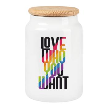 LGBT Pride Month - Love who you want - Cookie Jar with Wooden Lid - white - Front