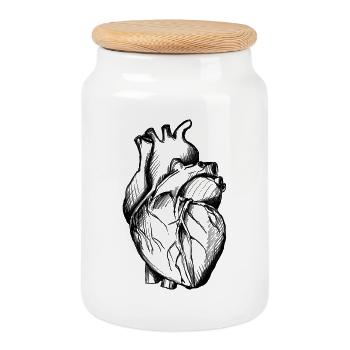 Illustration de coeur - Boîte à biscuits avec couvercle en bois - blanc - Devant
