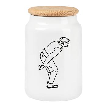 Joueur de pétanque droitier - Boîte à biscuits avec couvercle en bois - blanc - Devant