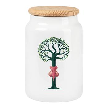 Arbre ovarien - Boîte à biscuits avec couvercle en bois - blanc - Devant