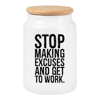stop making excuses and get to work - Keksdose mit Holzdeckel - Weiß - Vorne