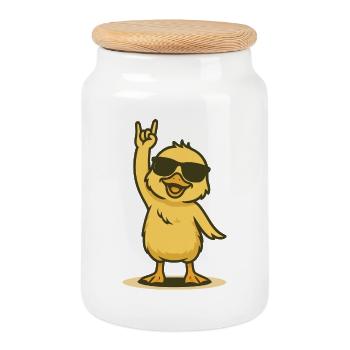 Chair de poule avec style - Boîte à biscuits avec couvercle en bois - blanc - Devant