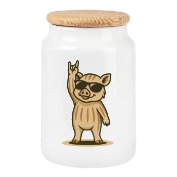 Wild Boar Rocker - Cookie Jar with Wooden Lid - white - Front