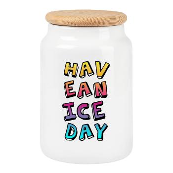Have a nice Day Comic Verlauf Sommer Fun Sprüche - Keksdose mit Holzdeckel - Weiß - Vorne