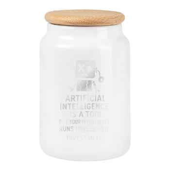 Künstliche Intelligenz Motivation Poster - Keksdose mit Holzdeckel - Weiß - Vorne