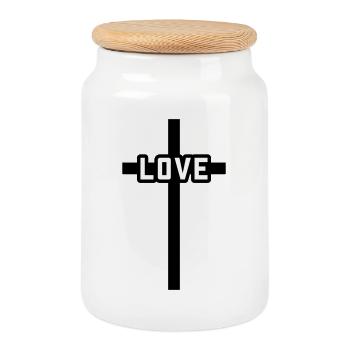 Kreuz Christlich Liebe Symbol Jesus - Keksdose mit Holzdeckel - Weiß - Vorne