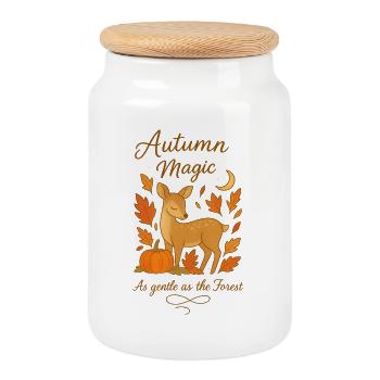 Magie de l’automne – Aussi tendre que la forêt - Boîte à biscuits avec couvercle en bois - blanc - Devant