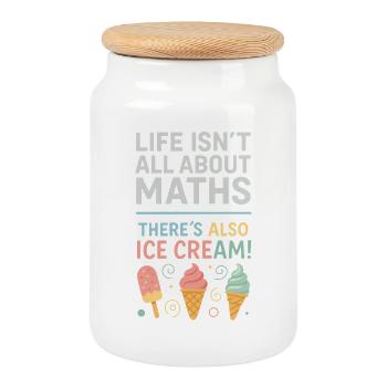 La vie n’est pas seulement mathématique Il y a aussi - Boîte à biscuits avec couvercle en bois - blanc - Devant