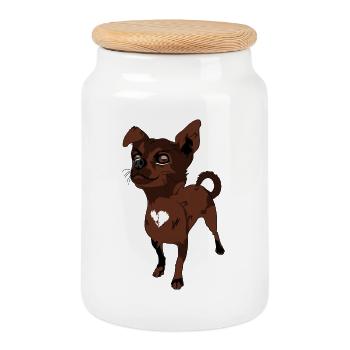 Chihuahua - Cookie Jar with Wooden Lid - white - Front