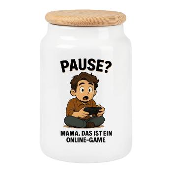 Pause? Maman, c’est un jeu en ligne - Jeux - Boîte à biscuits avec couvercle en bois - blanc - Devant