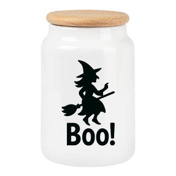 Witch Boo! Halloween - Cookie Jar with Wooden Lid - white - Front