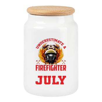 Feuerwehrmann Geburtstag Juli - Keksdose mit Holzdeckel - Weiß - Vorne