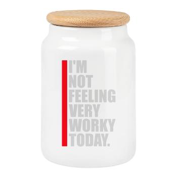 I'm Not Feeling Very Worky Today Faul Arbeit Humor - Cookie Jar with Wooden Lid - white - Front