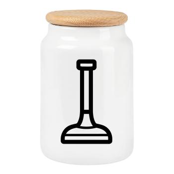 suction cup - Cookie Jar with Wooden Lid - white - Front
