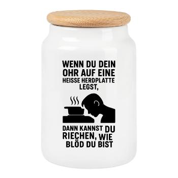 herdplatte idiot blödheit - Keksdose mit Holzdeckel - Weiß - Vorne